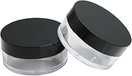 2 Pcs 10ml/0.34oz Black Square Plastic Loose Powder Containers, Refillable Portable, with Rotating S