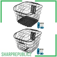 [Sharprepublic2] Basket Bike Basket Front Rear Heavy Wire Basket Mountain Bike Basket for Hiking Camping Kid Folding Bikes