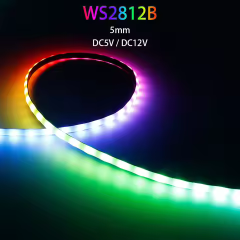 WS2812B COB LED Strip WS2812 160Leds/m RGBIC Individually Addressable Flexible 5mm High Density Drea