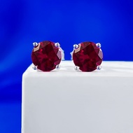 Bestone S925 Silver Classic One Carat Four Claw Earrings 6.5mm Stud Earrings for Women