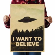 Vintage Classic Movie The X-Files I Want To Believe Poster Retro Wall Decor Bar Home Decor Wall Deca