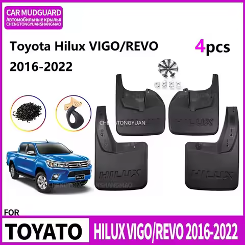 Mudguards Car Fenders for TOYATO HILUX VIGO REVO 2016-2022 4WD 2WD Mudflaps Accessories Black 4-piec