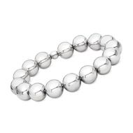 Italian 12mm Sterling Silver Bead Stretch Bracelet. 7 inches