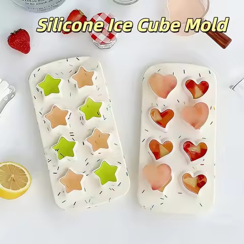 Silicone Ice Cube Trays Star Heart Shape Chocolate Candy Molds Ice Cube Mold For Refrigeration Bever