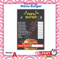 Bunting Menu Burger / 2x3 kaki | KAWAIIYO