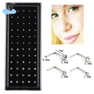 [LI] 60PCS L Style Crystal Rhinestone Nose Ring Bone Stud Steel Piercing Jewelry 【IE】