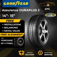 GOODYEAR Assurance DURAPLUS 2 Car Tire (FREE INSTALLATION/DELIVERY) 14 15 Inch Tayar Kereta Good Yea