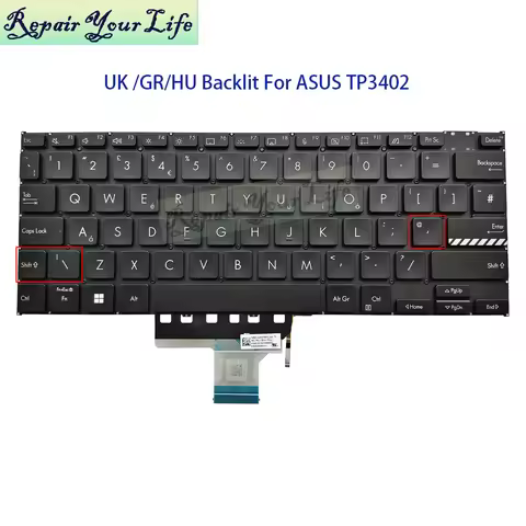 UK German Hungary Backlit Keyboard For ASUS Vivobook TP3402 TN3402 S14 Flip TP3402ZA TP3402VA TN3402