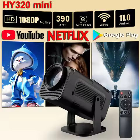 KaiAqua HY320mini Projector Android 11 390ANSI HD 4K Native 1080P Dual Wifi6 BT5.0 Cinema level Port
