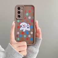 1pc Cute Cartoon Colorful Polka Dot Puppy & Flower Pattern Transparent Shockproof Protective Phone C