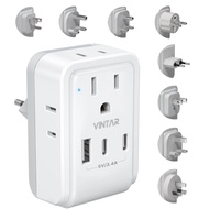 VINTAR Universal Travel Adapter Kit, International Power Adapter with 4 AC and 3 USB Ports(2 USB C),