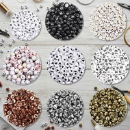 St.kunkka 100-120pcs Mixed English Alphabet Acrylic Beads, Flat Heart Letter Number Beads for Charms
