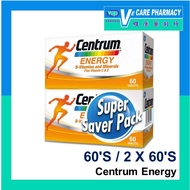 Centrum Energy B-Vitamins & Minerals Plus Vitamin C & E 60's / 2X60's