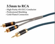 HiFi Grade 6N OCC單晶銅訊號線, 3.5mm to RCA, 3.5mm轉RCA, 3.5mm轉紅白線~