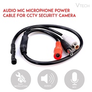 CCTV MIC AUDIO MICROPHONE CABLE WITH POWER CABLE FOR CCTV SECURITY CAMERA DVR (BLACK)