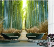 wallpaper stiker dinding 3d pohon bambu hijau wallpaper pemandangan 3d - bm05 stiker vynill