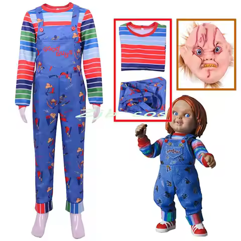 Anime Cosplay Chucky Costume Scary Child Adult Jumpsuits Halloween Horror Clothing For Kids Girls Pa