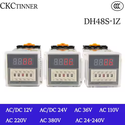 Digital LED Programmable Timer Relay Switch DH48S-1Z 0.01S-99H99M Socket Base AC/DC 12V 24V 36V 110V