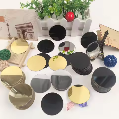 50pcs Mini Rotundity 4cm/5cm Acrylic Mirror Tiles Stickers mall Adhesive Mosaic for DIY Crafts Art S