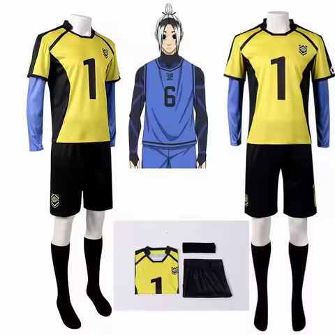 Anime Gagamaru Cosplay Costume BLUELOCK Costume Yellow Jersey Shorts Socks Football Clothing Hallowe