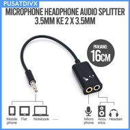 SANJI MICROPHONE HEADPHONE AUDIO SPLITTER 3.5MM TO 2 X 3.MM 16CM FA291 BLACK CABLE