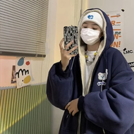 ONE - 加絨加厚衛衣外套（藏青色L-4XL）（下單後聯絡客服確認發貨尺碼）#F349001856