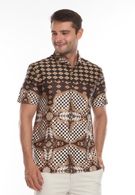 MOC Kemeja Batik Lengan Pendek Modern Fit SAKHETI-WHITE