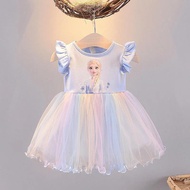 [1-8 Years] Dress Baby Girl Frozen Princess Elsa Dresses for Kids Fairy Yarn Dress