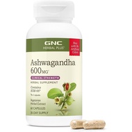 GNC Herbal Plus  600mg Supplement, Clinical Strength, Vegetarian, Stress Relief Support, 30 Servings