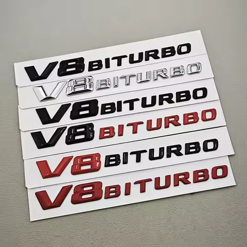 3D ABS Chrome Black Logo V8 BITURBO Emblem Car Fender Side Badge for Mercedes C63 E63 G63 GLC GLE GL