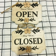 Bảng gỗ Open Close Đóng cửa mở cửa 2 mặt chữ treo quán cafe tiệm net tiệm nail màu gỗ nguyên thuỷ