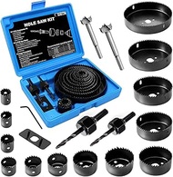 Hole Saw Set, 22PCS Hole Saw Kit with 3/4" to 5" (19mm-127mm) 13Pcs Saw Blades, Mandrels, Installati