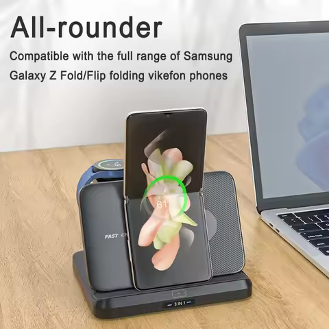 3 in 1 Foldable Wireless Charger Station For Samsung Z Fold 6 5 Z Flip 4 Galaxy Watch 2-8 EarBuds Fa
