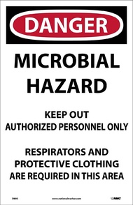 MINISHOW Wall Art D Danger Microbial Hazard Security Sign Pack of  in in Paper Danger Sign with BlackWhite Text on WhiteRed Base