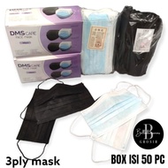 BELLA - DMS CARE - MASKER 3PLY EARLOOP DMS DISPOSABLE MASK - BIRU HITAM ISI 50 PC