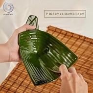 PREMIUM Keramik Stoneware Ceramic Piring Pincuk Suru Daun Pisang 14 cm x 14 cm