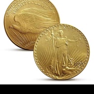 koleksi Antik 4D Versi Patung Liberty Amerika Koin Emas Kuningan 1924