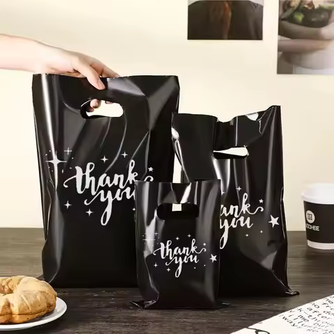 12/30/60/100 pieces durable plastic bag with handle-small business, retail store, boutique, gift, sh