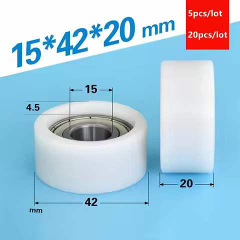 5pcs/20pcs 15*42*20mm flat roller 6202ZZ 6202 bearing POM plastic coated pulley guide wheel low nois