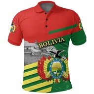 National Pride Bolivia Flag Emblem Graphic Polo Shirt Men Lapel 3D Print Summer Lightweight Casual S