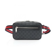 GUCCI GG Supreme 腰包 792094FADJM1043 帆布皮革黑灰色全新男式