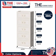 THE L64cm (1-5 Layers) 2 Door Design Foldable Stackable Storage Cabinet Multipurpose Storage Box
