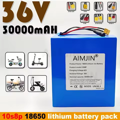 10S8P 36V 30000mAh Lithium Battery – For 36V 1200W Electric Scooters