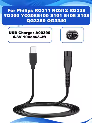4.3V USB Type-C Charger A00390 Cable For Philips OneBlade QP2520/21/23/72/10/11/33/3340 MG3740 RQ310
