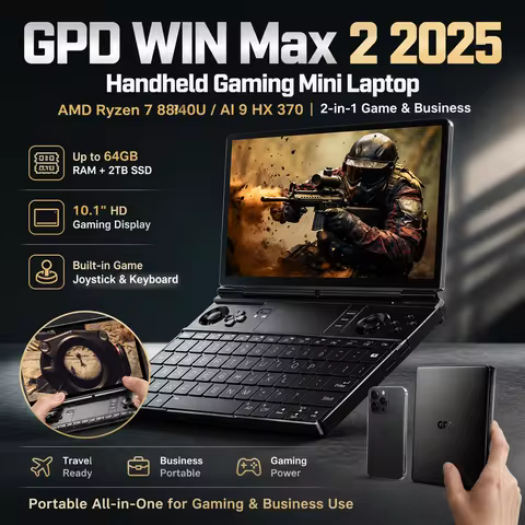GPD WIN Max 2 10.1 Inch Handheld Gaming UMPC AMD AI 9 HX 370 Touch Screen Portable Mini Laptop Windo