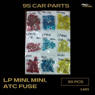 30pcs LP Mini Fuse / Mini Fuse / ATC Fuse / Fius Kereta / Car Fuse / Plug In Fuse