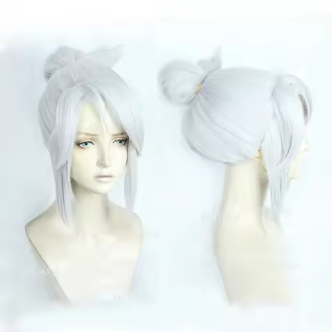 Jett Cosplay Wig Game Valorant Jett Silver White With Bun Short Heat Resistant Synthetic Hair Anime 