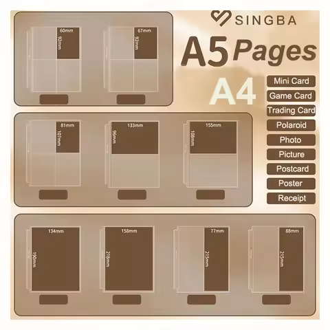 SINGBA Binder Pages Matte Clear for A5 A4 Photocard Binder Sleeves PVC Free Kpop Card Holder Photo A