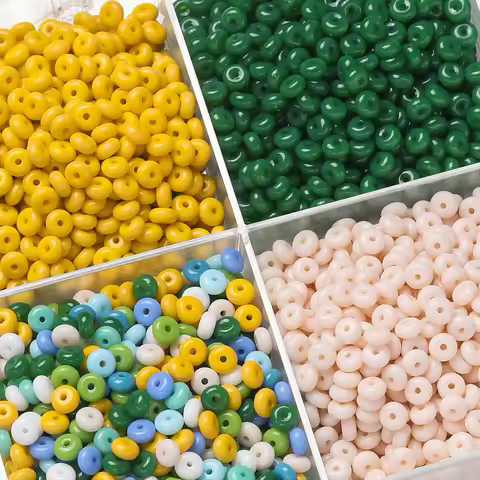 50pcs/Bag Excellent Glass Rice Beads Wheel Beads Colorful Unique Candy-Colored Loose Beads Handmade