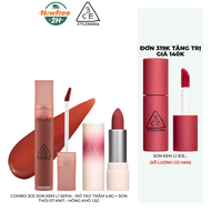 Combo 3CE Son Kem Lì Sepia - Đỏ Táo Trầm 4.6g + Son Thỏi 07 Knit - Hồng Khô 1.5g